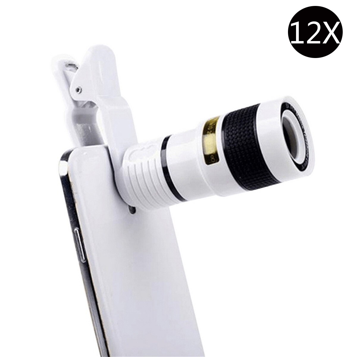 8X 12X Telephoto Mobile Phone Lens Zoom Telephoto Mobile Phone External Lens With Universal Clip For Smartphone: 12X White