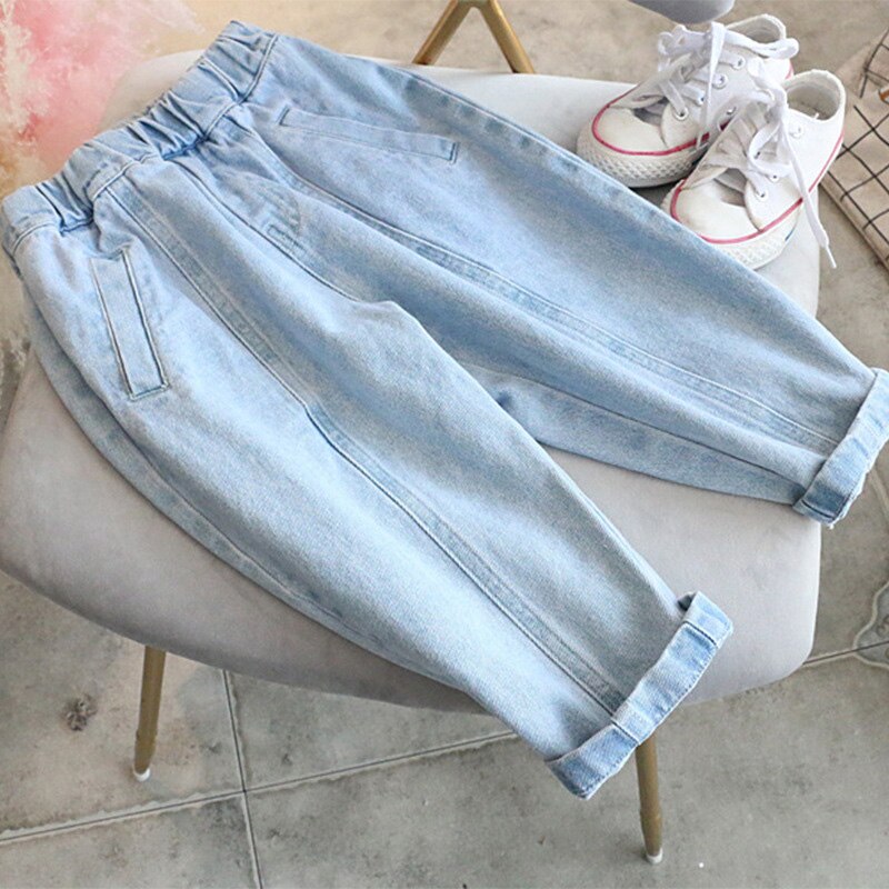 Humor Beer Meisjes Pocket Jeans En Najaar Kinderkleding Middelbare School Student Casual Baby Kids Broek: BZ1840 sky blue / 4T