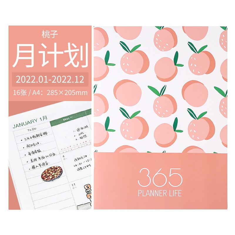 A4 Big 365 Self-filling Kawaii Planner Notebook 12 Month Agenda Chinese Planner Office School Supplies 365 Planner: Navy Blue