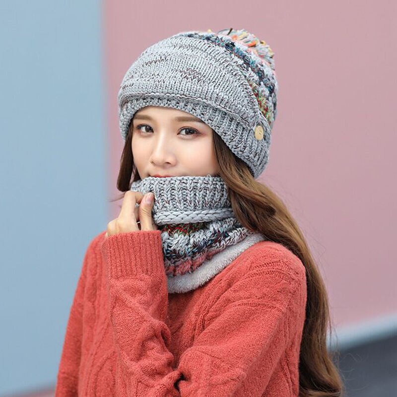 Neue Winter Plus samt gestrickte Hütte, schal, maske, drei-stück anzug, reiten winddicht gesicht und ohr schutz dicken woll Hütte