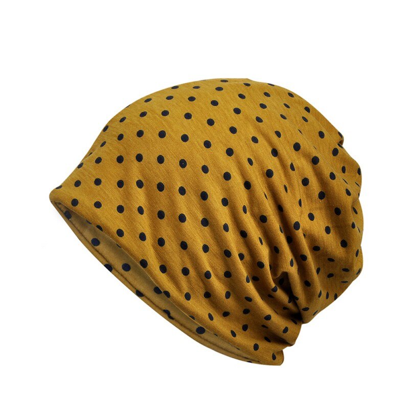 Neck Warm Sleep Yoga Headwear Hat Scarf Dot Print Casual Style Sun: Yellow