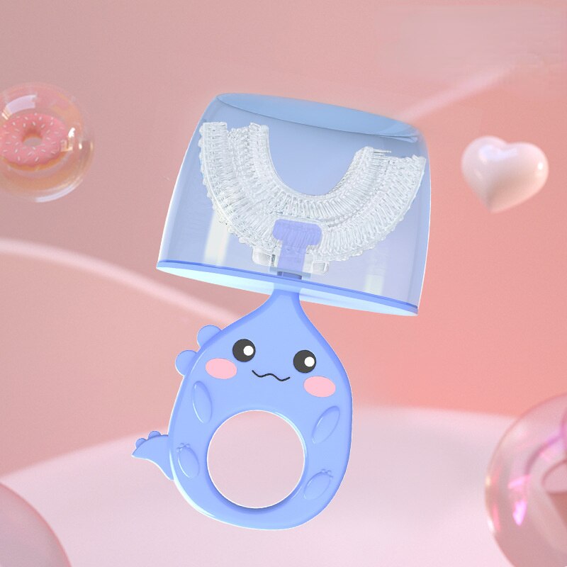 2-12Y spazzolino a forma di U per bambini di alta qualità con scatola di immagazzinaggio spazzola in Silicone per bambini 360 spazzolino da denti filo per bambini spazzolino da denti U: purple