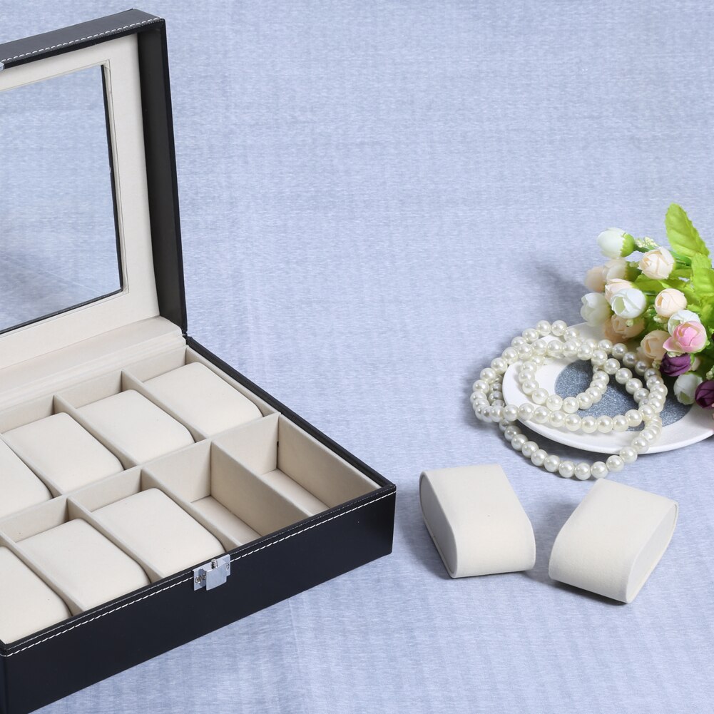 Caja de reloj de cuero con varias cajas, caja de reloj con 2, 6, 10 rejillas, soporte , reloj, porta relojes, caja de reloj de