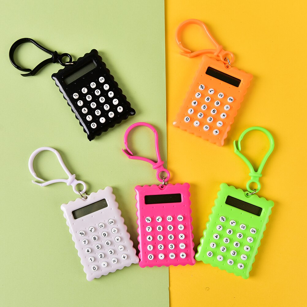 Plastic Mini Sleutelhanger Rekenmachine Handheld Pocket Type Coin Batterijen Calculator Kleine batterij kantoorbenodigdheden student briefpapier