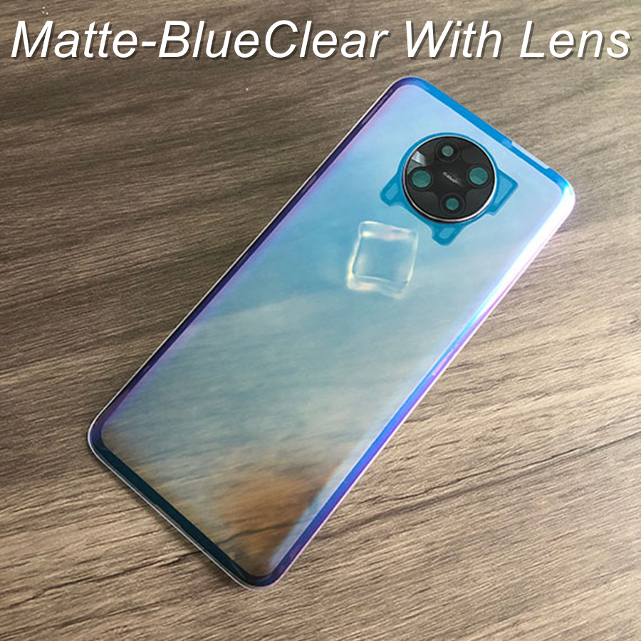 Transparente glasrückseite für xiaomi poco  f2 pro, akkudeckel, gehäuseabdeckung für poco  f2 pro: Matt-blaue klare linse