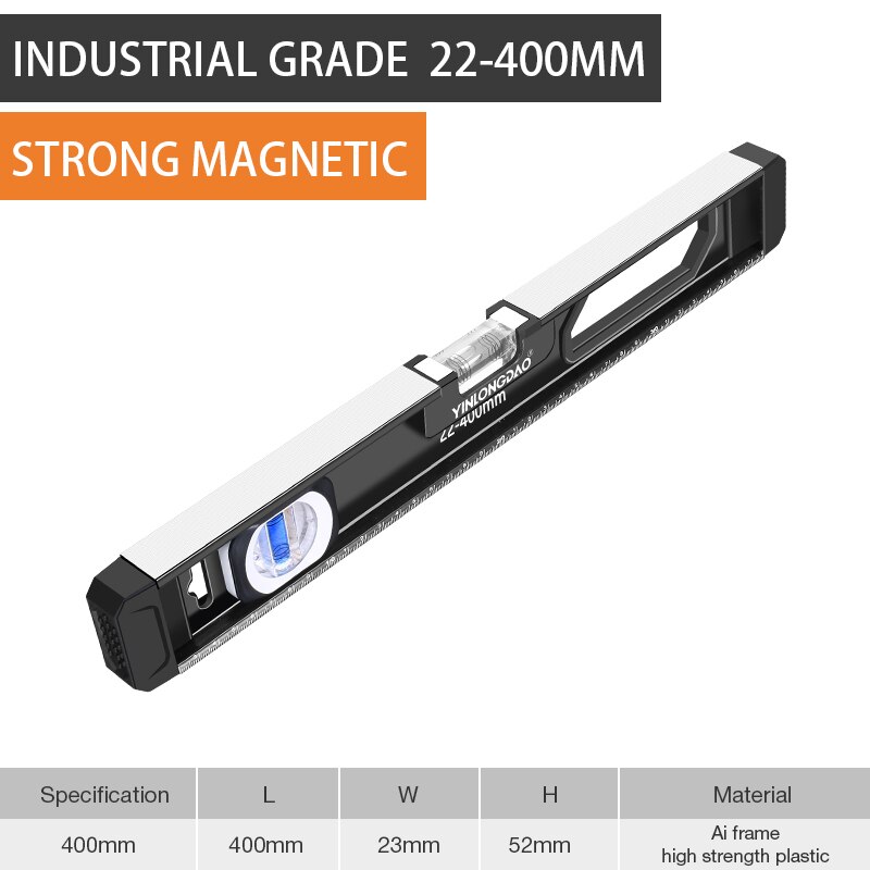 INGBONT High Precision Level Spirit Ruler Aluminum Inclinometer With Magnet Digital Protractor Angle Finder Slope Test Hand Tool: 400MM Black