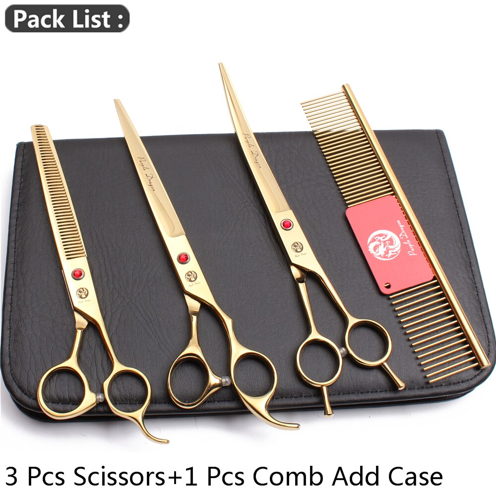Dog Grooming Kit Purple Dragon 8" Japanese Steel Thinning Shears 3005# Dog Scissors Pet Scissors Set Add Bag Gold: 3005 Cai U4-7Y