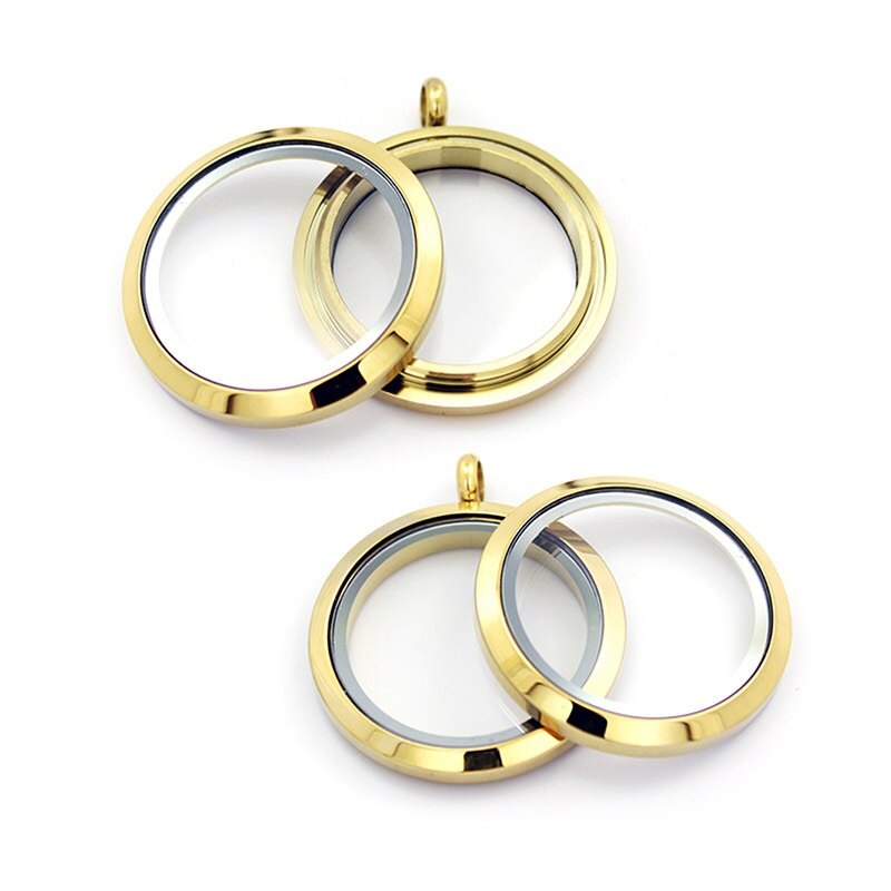 30mm 316L Stainless Steel Twist Screw Locket Pendant Floating Charms Locket Clear Glass Locket DIY Jewelry
