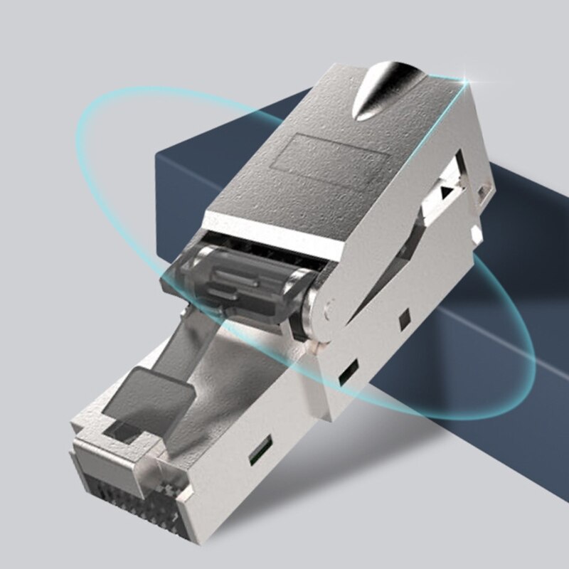 Cat7 RJ45 Crystal Plug Head Tool-less Connector No Crimp Tool-Less Cat7 30u Ethernet Network Shielded Connector