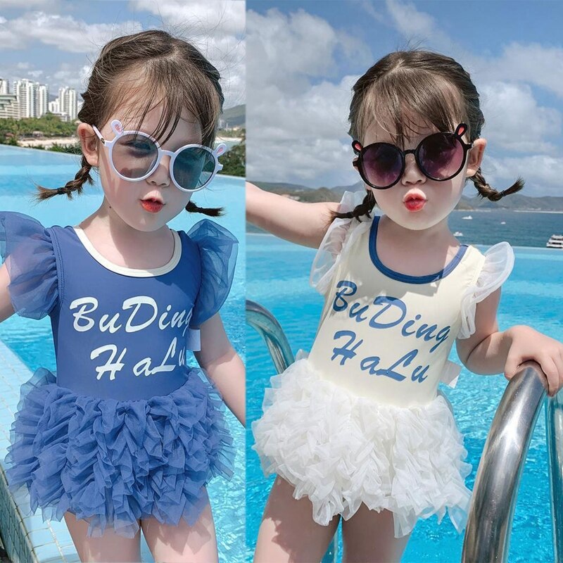 G92F Princess Tutu Dress Girls Bikini Lace Layer Swimsuit One Piece Bathing Suit