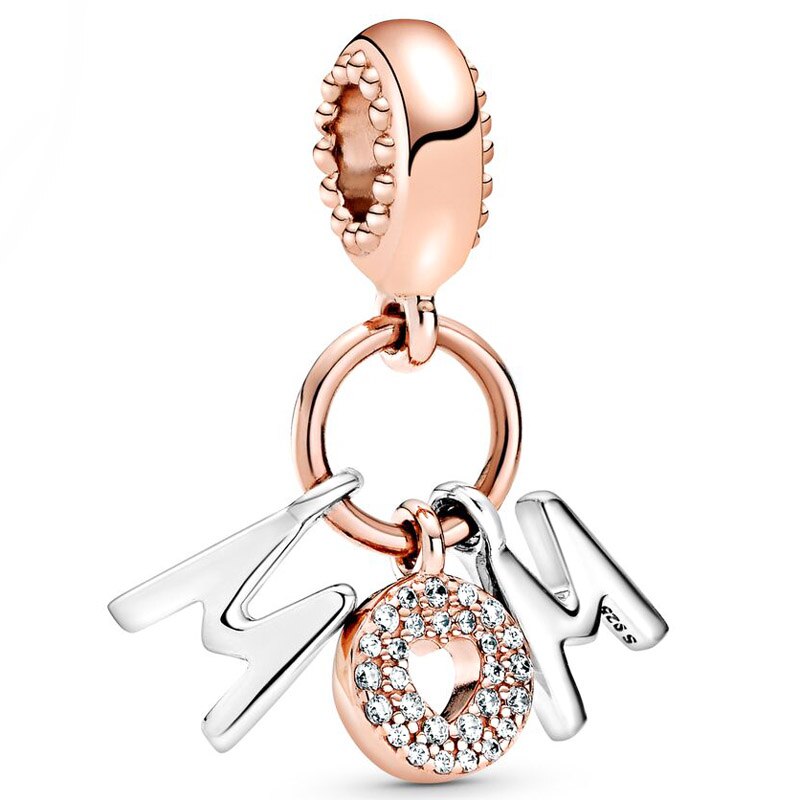 Pandora York podkreśla potrójny Monogram pióro duchowość wisiorek koraliki 925 srebro Charms Fit bransoletka DIY biżuteria: C188