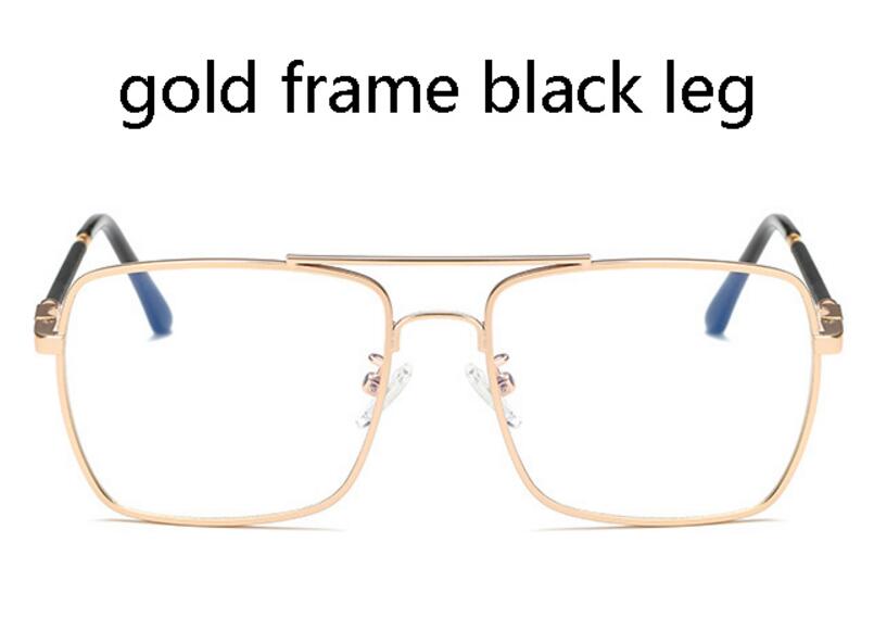 Luxe Vrouwen Vierkante Brillen Vintage Bril Optische Frame Goud Metalen Unisex Bril Clear Lens Bril Blauw Licht Bril: gold frame black leg