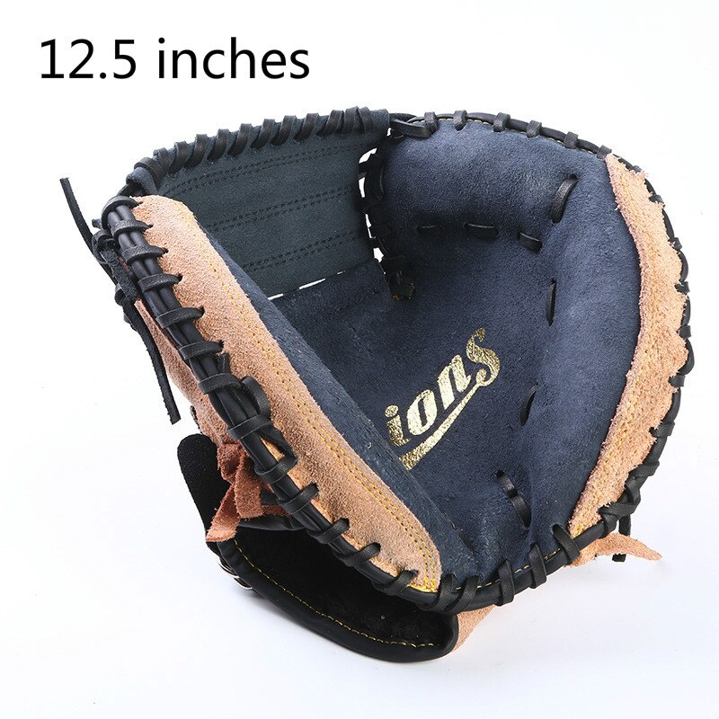 Outdoor Sports Brown Black Leather Baseball Catcher Glove Softball Practice Equipment Size 12.5 Left Hand for Adult Training