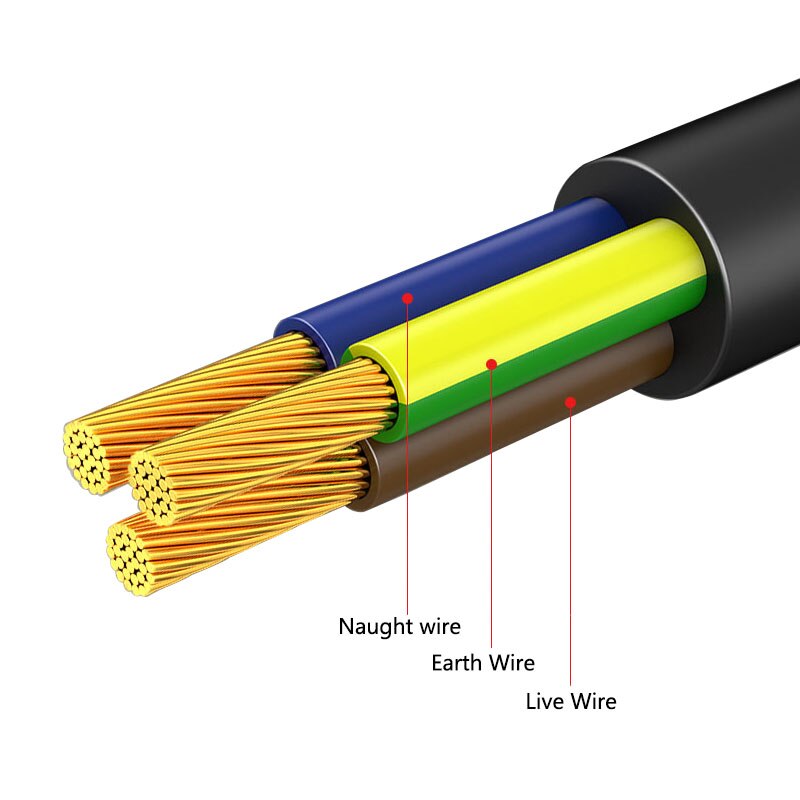 3-Pin Plug 18/17/15AWG Stekker Met Blote Staart 10A High-Power Pure koperen Elektrische Boor/Snijmachine Netsnoer