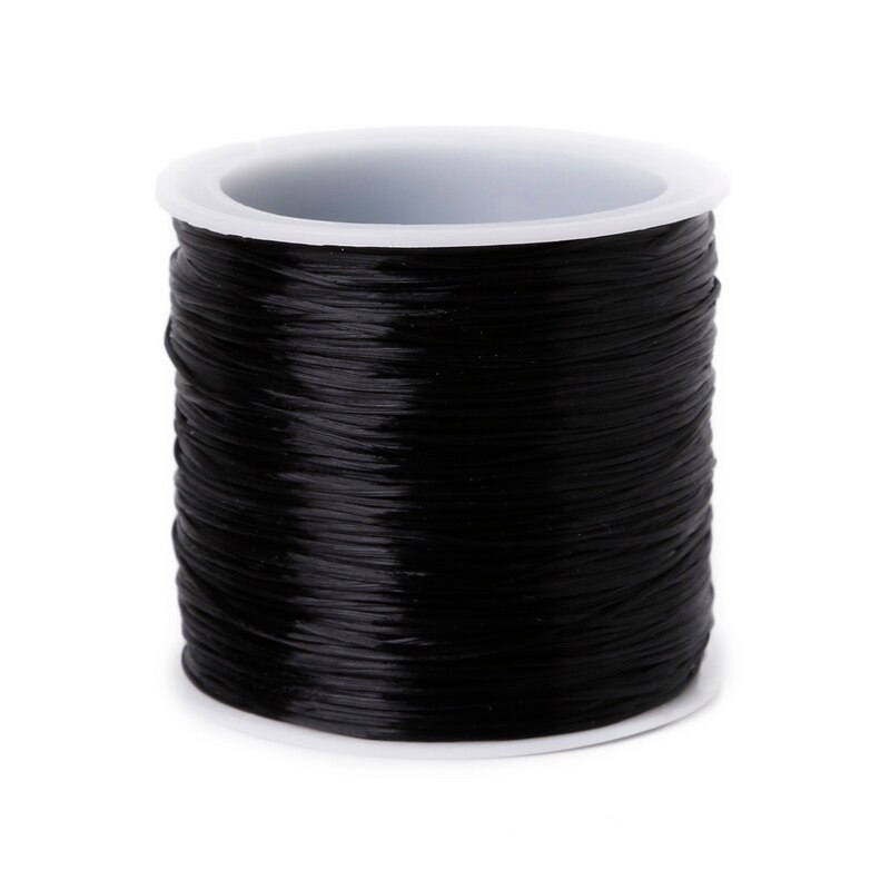 50m/ rullar 0.7mm 14 färger för val elastisk pärlor stretchtråd/snöre/snöre/tråd för kläder skor armband smycketillverkning: Svart