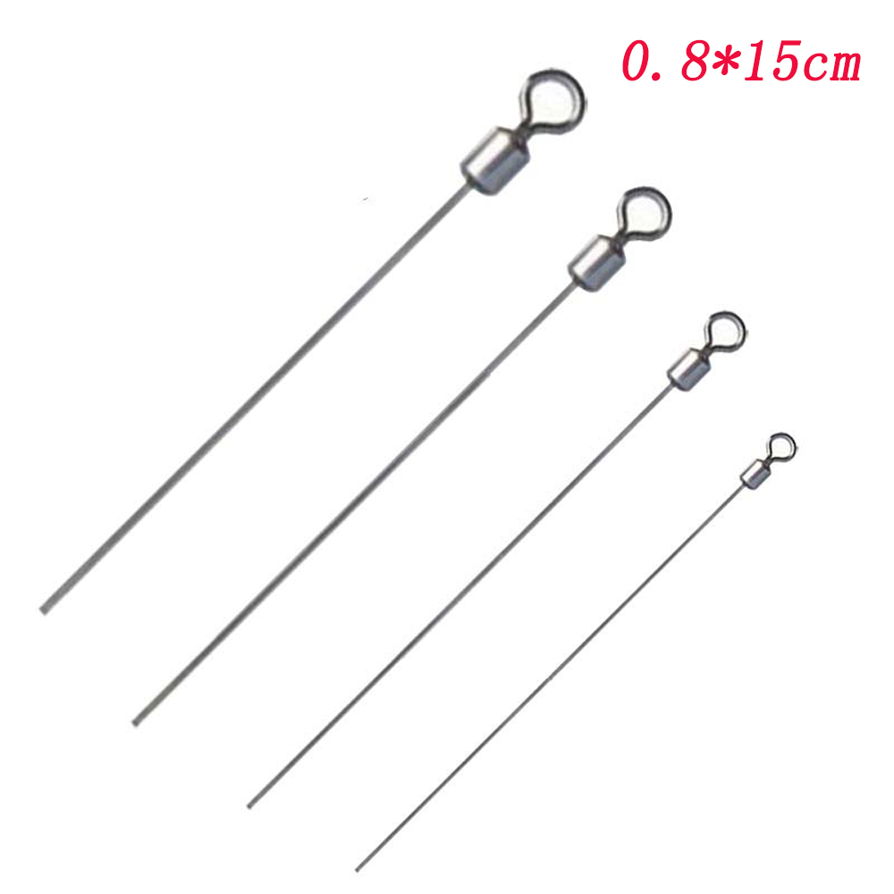 50pcs Hard Steel Wire Long Pole Fishing Swivel Stainless Steel Barrel Rolling Connector Fishing Accessories Tackle: D
