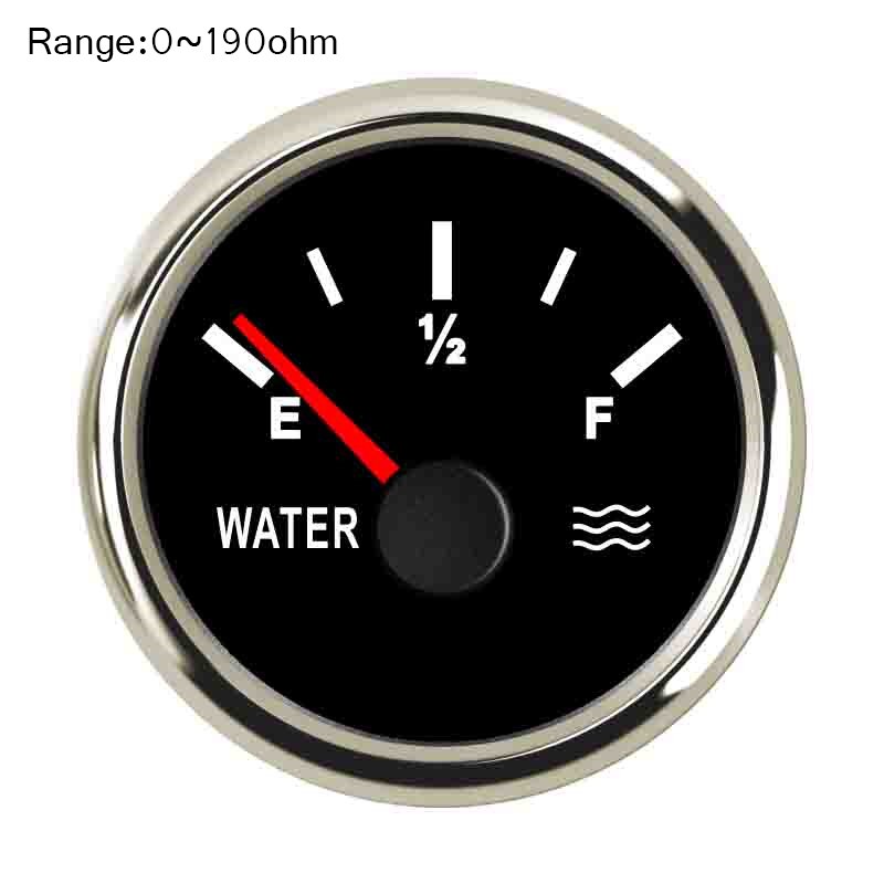 0~190 ohm / 240~33 ohm Boat Water Level Gauge 52 mm Stainless Steel Car Water Tank Level Indicator for Marine Car Accessories: Black Silver 190ohm