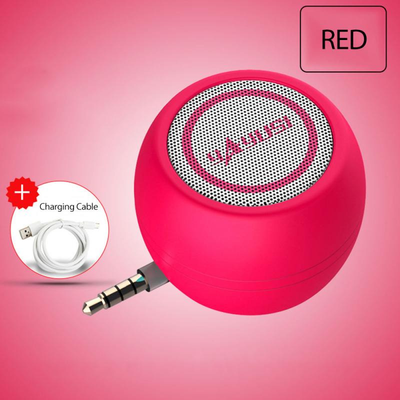 Bedrade Ronde Luidspreker Draagbare Speaker 3.5Mm Audio Jack In-Lijn Bedrade Luidsprekers Usb Opladen Voor Mobiele Telefoons Computers auto 'S: red