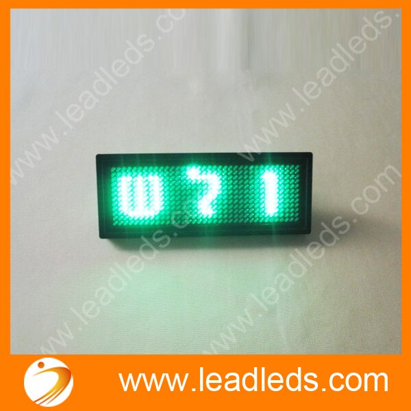 Green 11x33 dots led scrolling message flashing led Name badge
