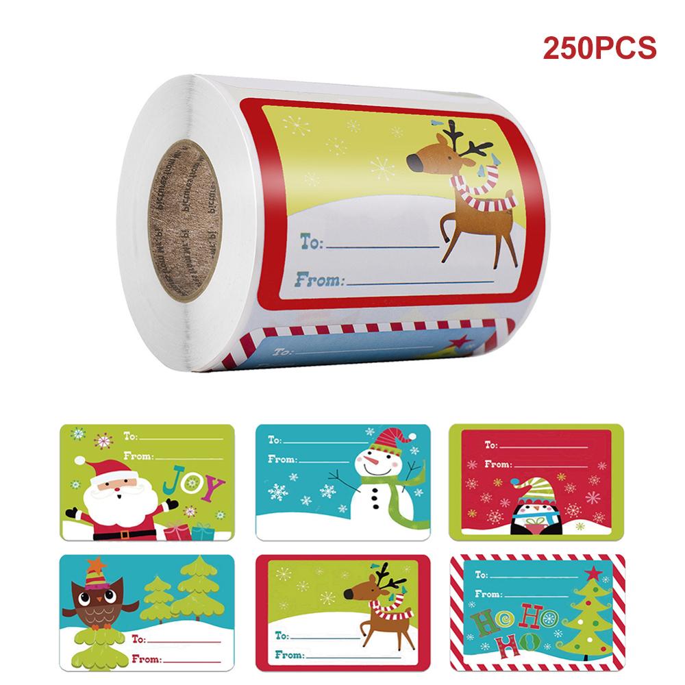 Colorful Christmas Designs Adhesive Name Tags Seal Labels Tags Decals Package XMAS Stickers: Brown