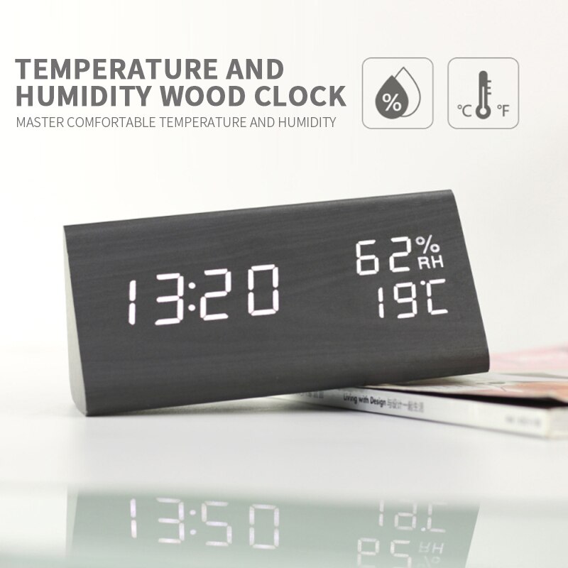 Temperature Display LED Digital Alarm Clock Home Desktop Clock Table Electronic Desktop Clocks USB Wake Up Clock For Snooze Home