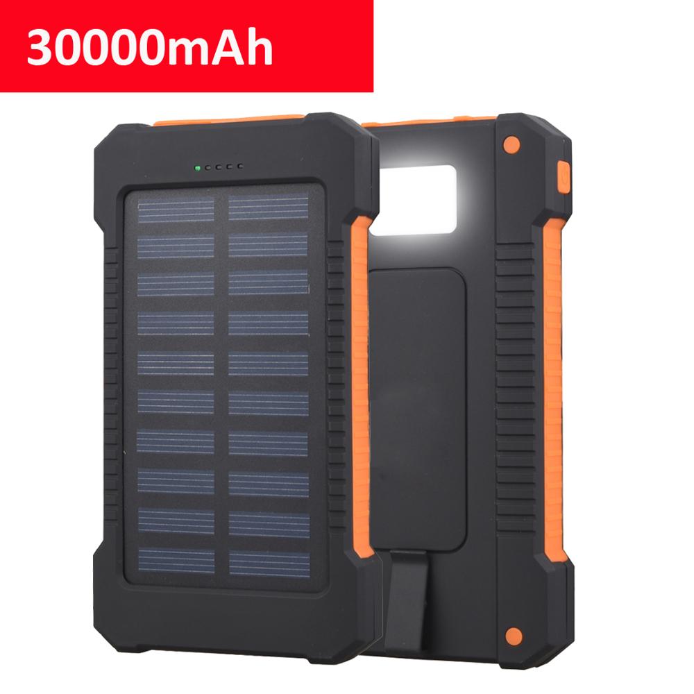 Solar Power Bank 30000Mah Draagbare Solar Powerbank Mobiele Telefoon Externe Batterij Oplader Powerbank 30000Mah Voor Xiaomi Mi Iphone