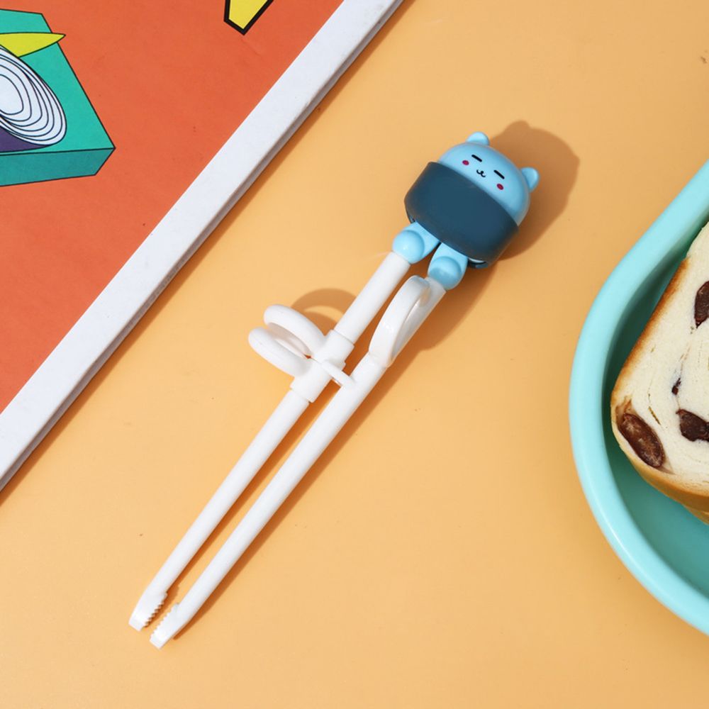 Palillos de comida de dibujos animados para niños y bebés, palillos de fácil uso, divertidos, para aprendizaje y entrenamiento, juego de cena, herramientas de cocina, 1 par: Blue