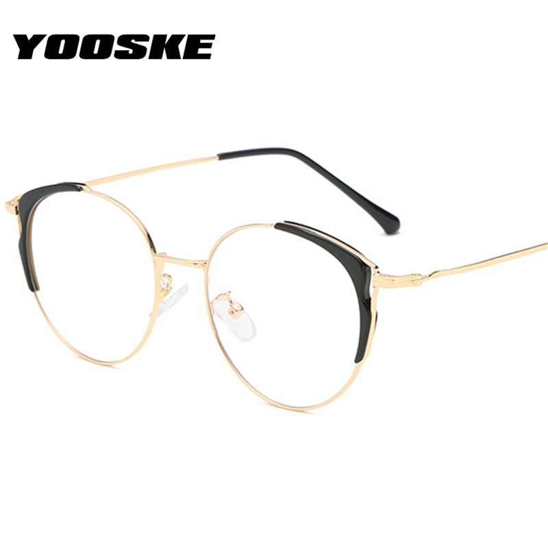 Yooske Clear Optische Brillen Vrouwen Cat Eye Brilmonturen Vintage Metalen Bijziendheid Frame