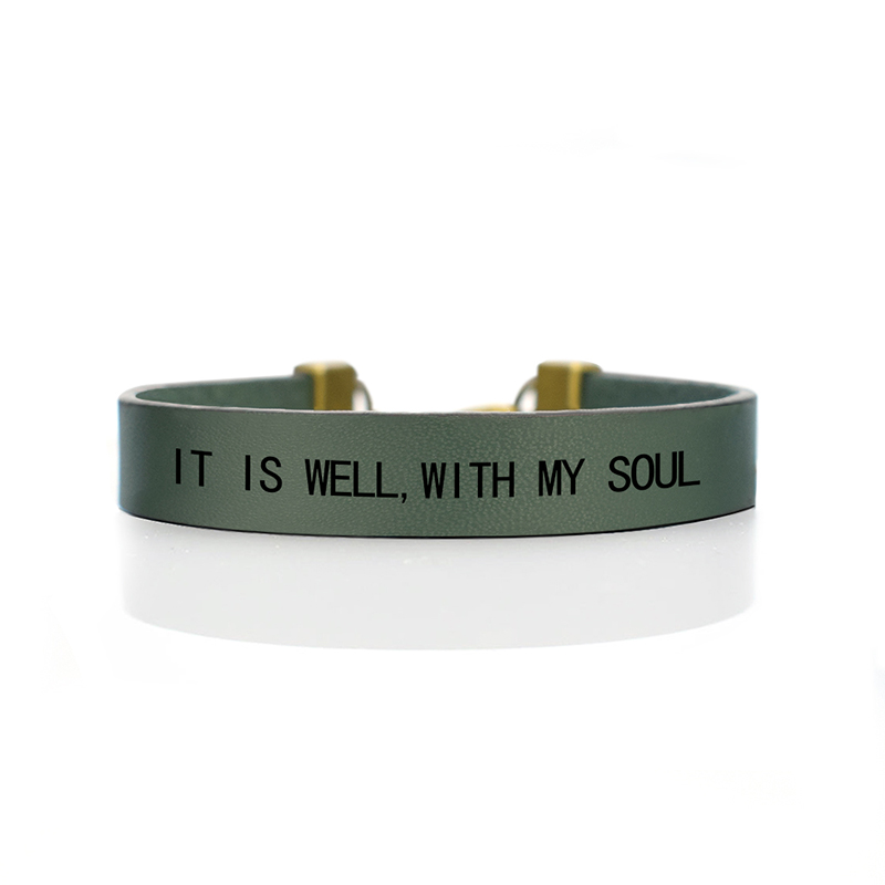 It Is Well with My Soul Bible Verse Bracelet Leather Wrap Bracelet Men Women Christian Scripture Bracelet Choir: green