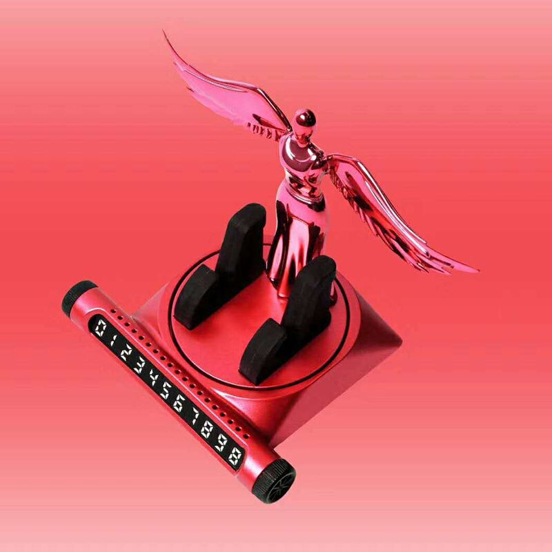 Soporte de teléfono para coche, soporte de teléfono móvil con placa de número de coche, soporte de teléfono giratorio para tablero de salpicadero de coche: Rojo