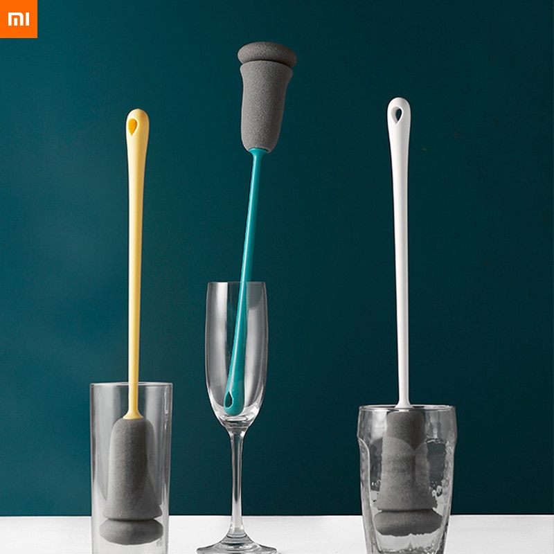 xiaomi mijia Sponge Cup Brush Long Handle Replaceable Kitchen Cleaning Tool Soft Sponge bottle Brush Beautiful practical