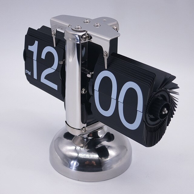 Small Balance Engraved Automatic Page Turning Clock Living Room Retro One-leg Flip Clock Classic