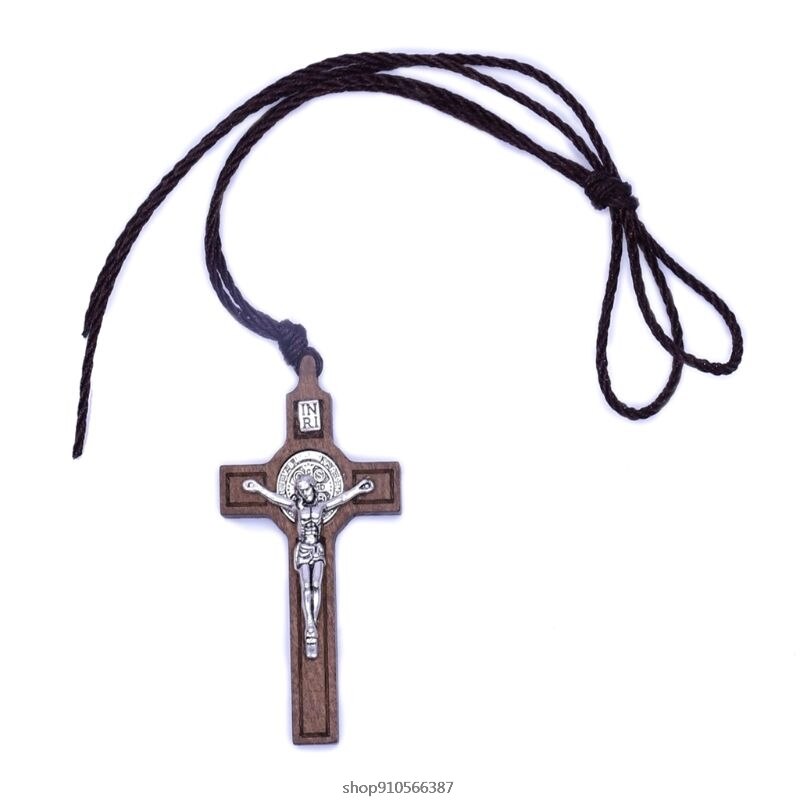 Vintage Kreuz Halskette - Retro Lederkette Mit Verstellbarer Länge