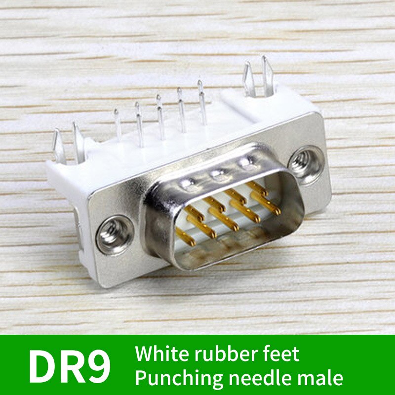 Gold plated solid needle DR9 needle welded plate connector RS232/DB9 serial port curved needle 90 degree connector: G