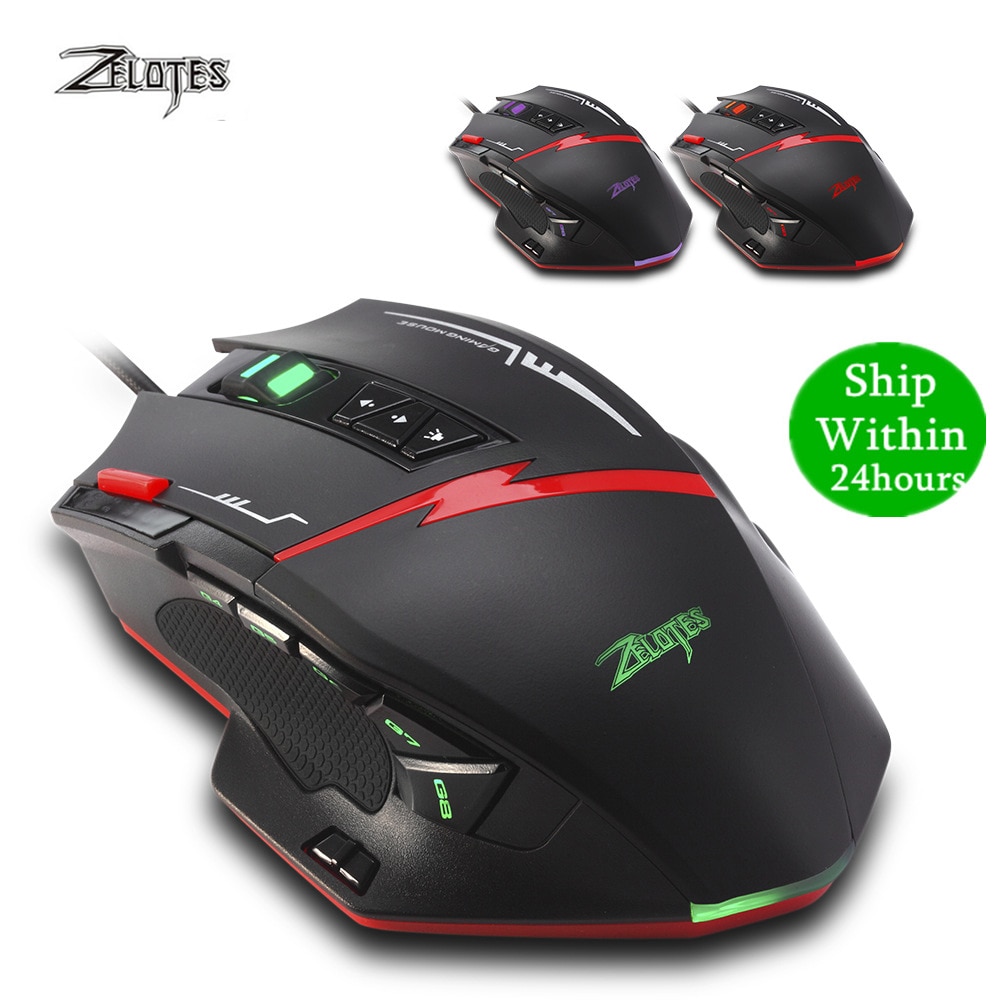 Zelotes C15 Computer Muis Hand Game Gaming Mouse 7000 Dpi 13 Programmeerbare Knoppen Gewicht Tuning Cartridg Gaming Muis