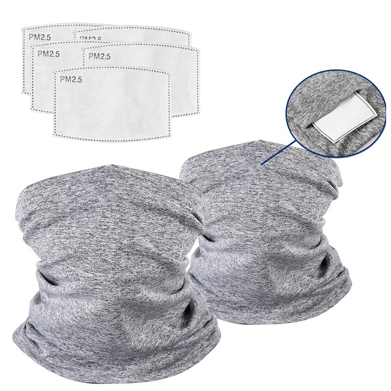 Mascarilla facial multiusos para el cuello, Bandanas con filtros PM2.5, antipolvo, para exteriores, F2, 2 uds.