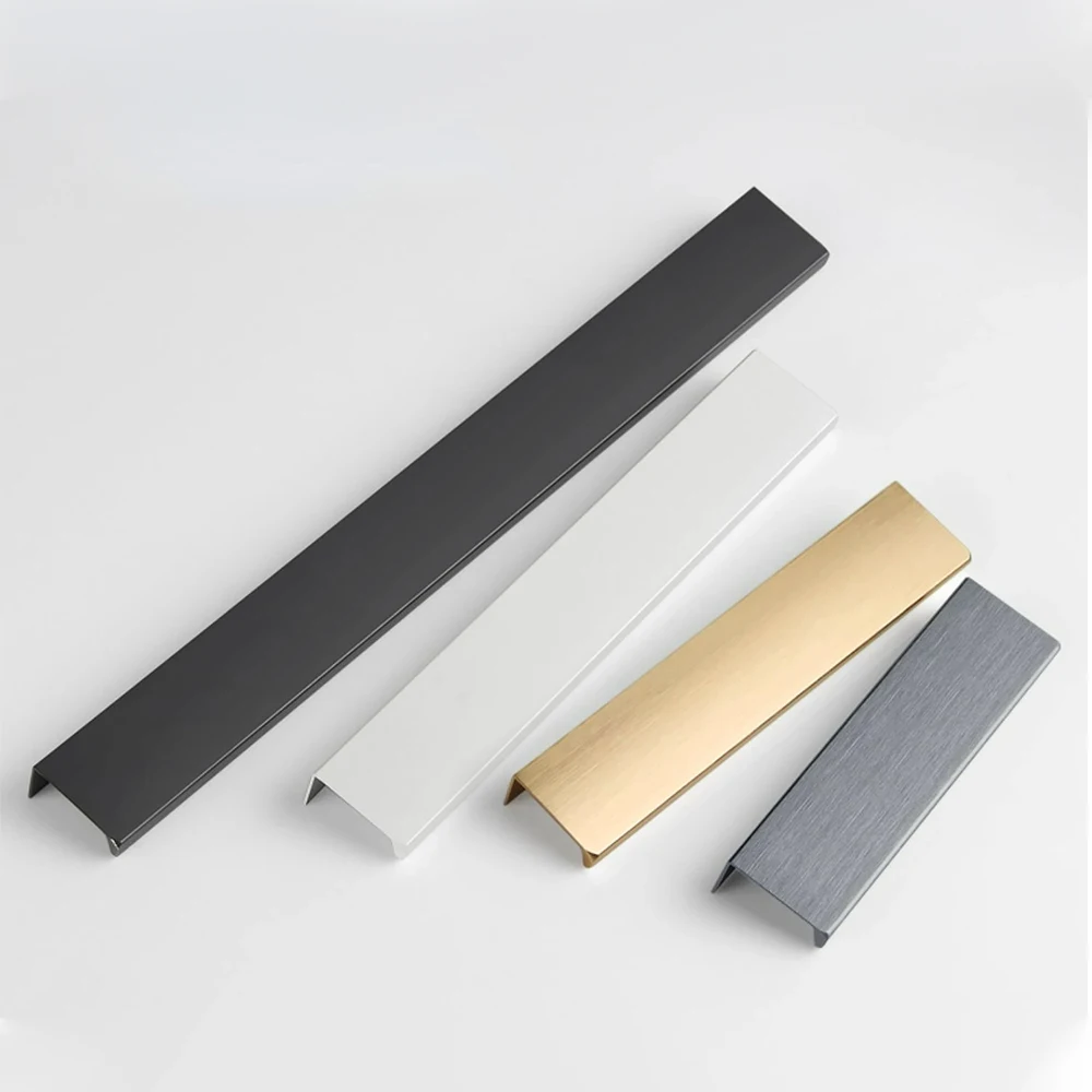 Hidden Kitchen Cabinet Handles Aluminum Alloy Long Furniture Handle Dresser Drawer Knobs Wardrobe Cupboard Door Handle Hardware