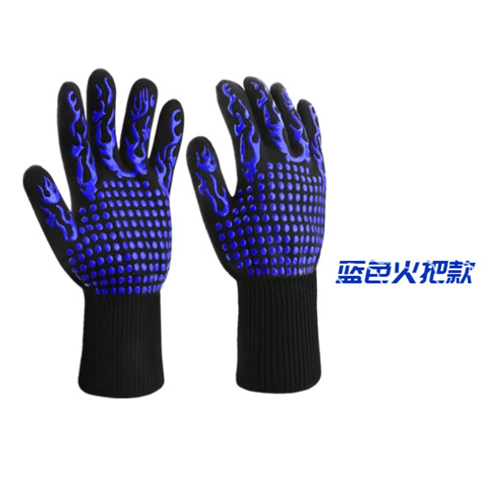 Guantes de barbacoa resistentes a altas temperaturas, de silicona, resistentes al fuego, para barbacoa, aislamiento térmico, Guantes para horno y microondas 1 pz: B