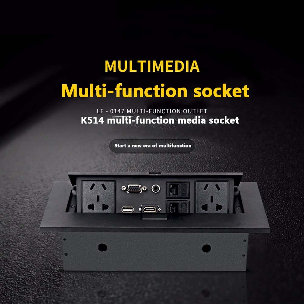 Tabletop Standard Universal Power Tabletop Socket K514 AU EU US Hidden HDMI High-definition Multimedia Desktop Socket Pop-up