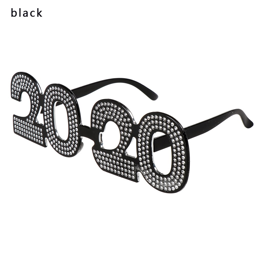 Jaar Lenzenvloeistof Grappige Glitter Eyewear Oudejaarsavond Party Bril Foto Prop Voor Gelukkig Nieuwjaar: black