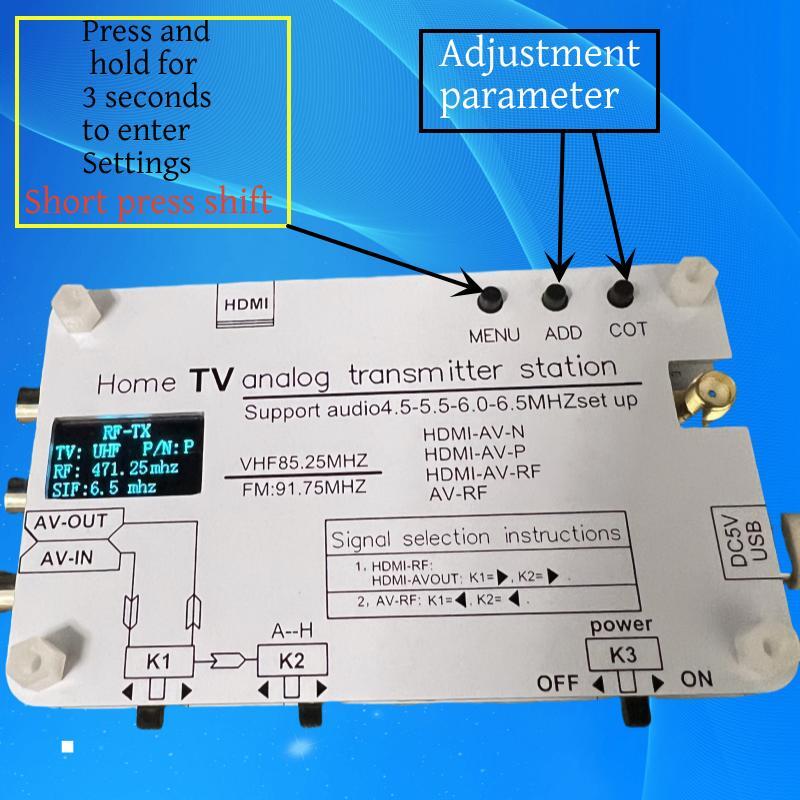 UHF 200mW Video Wireless Transmitter UHF Audio Video Transmitter AV Transmission Analog TV Sound Video signal Transmitter