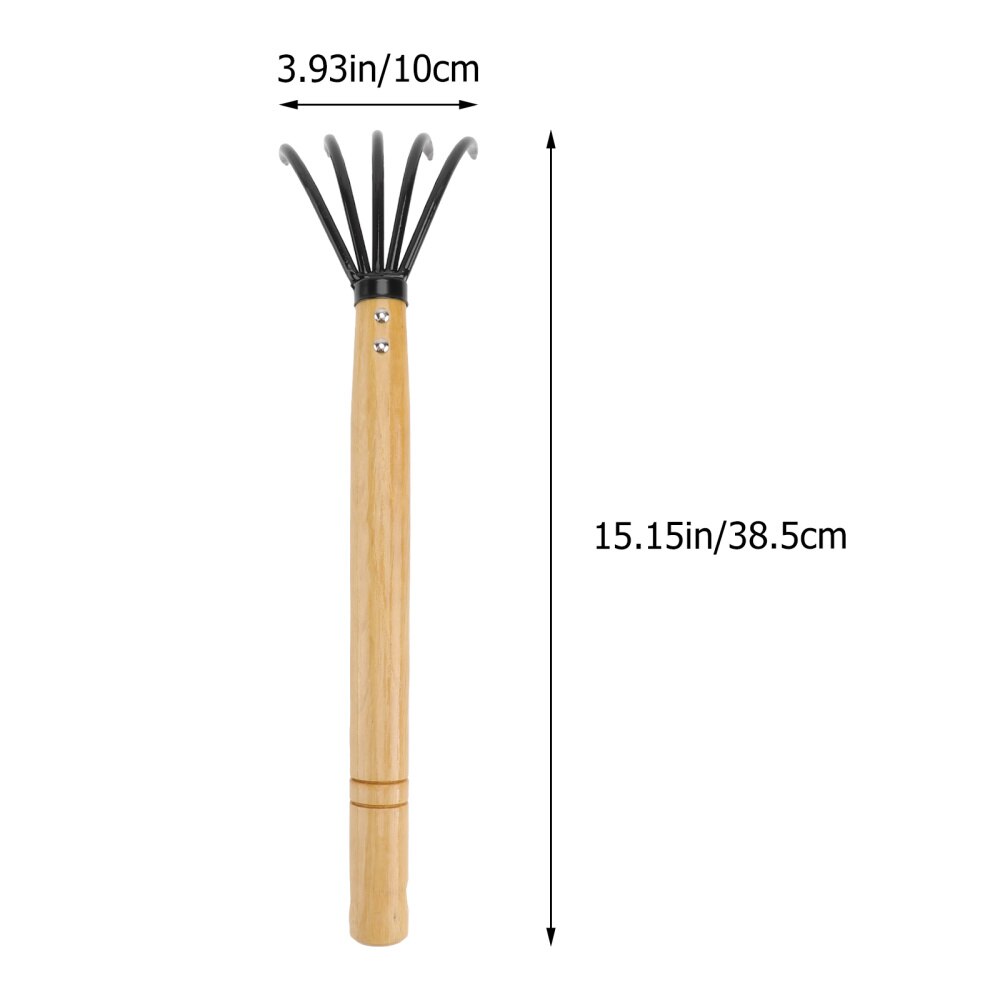 1pc Garden Fallen Leaves Rake Carbon Steel Five-tooth Rake Cleaning Tool(Black)