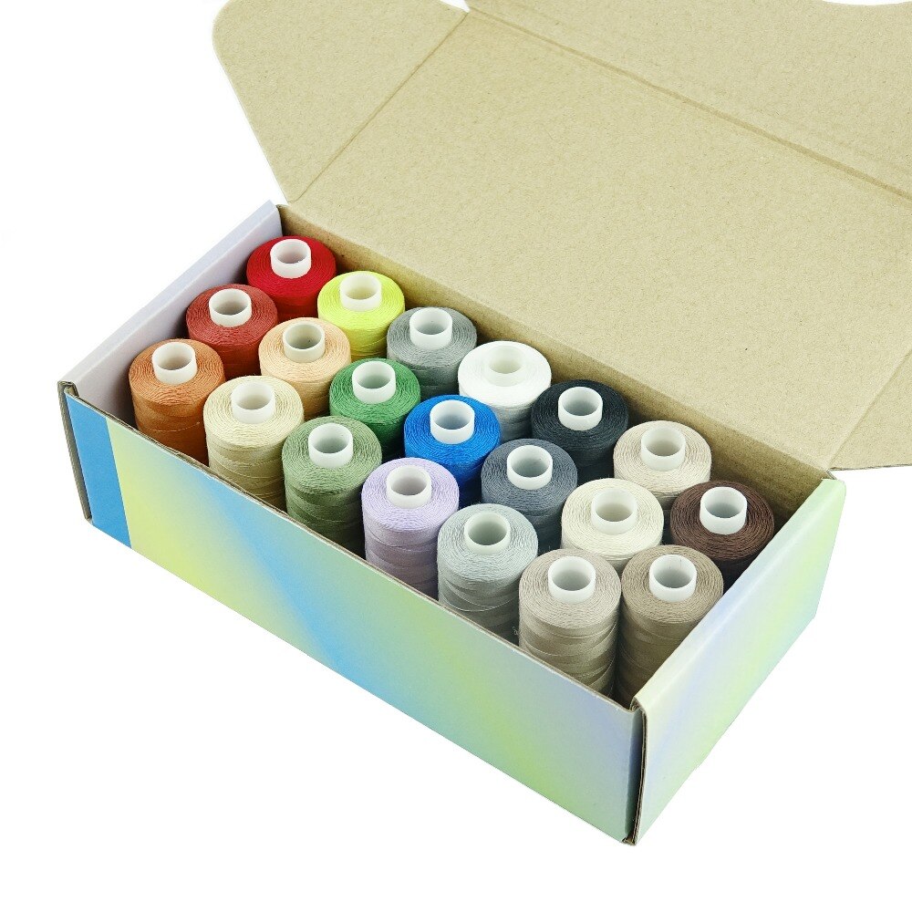 20 Multi Colors 100% Mercerized Long Staple Cotton Sewing Thread set 50s/3 for Quilting Sewing Piecing etc - 550 Yards Each