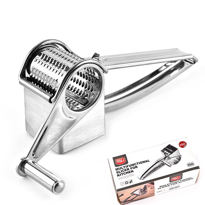 Stainless Steel Rotary Cheese Grater with 1Different Blades Cheese Slicer Chopper Kitchen Tool Cheese Ralador
