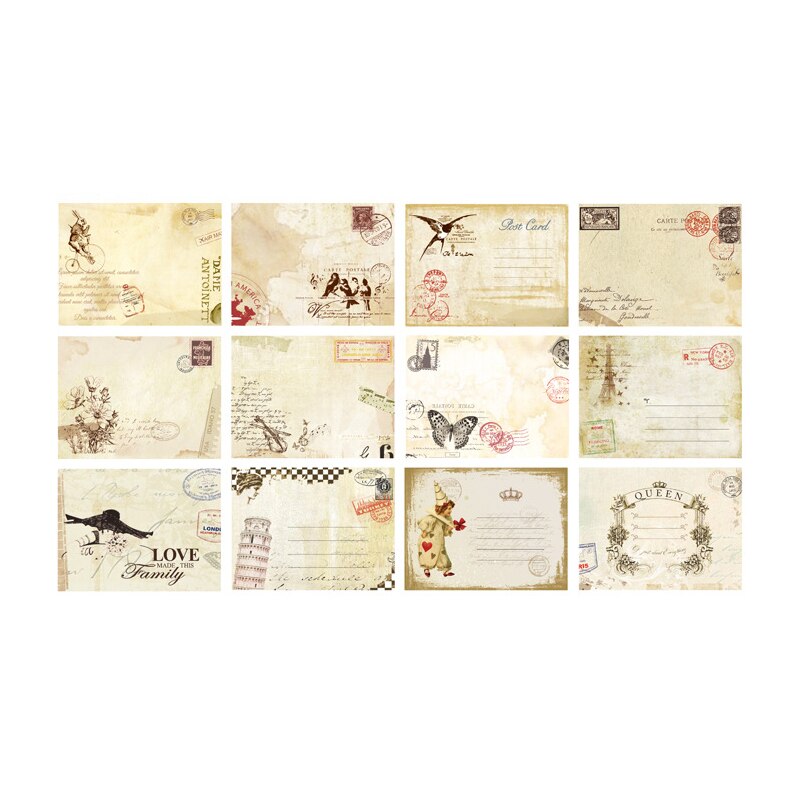 12 stuks/pak schattige vintage mini-papieren enveloppen met venster, envelop voor huwelijksuitnodigingen: Een half liedje