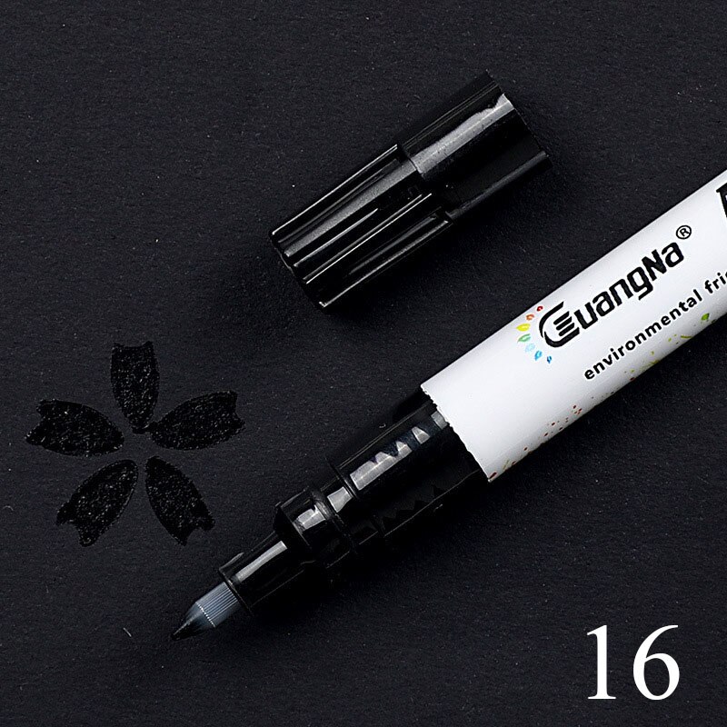 0.7mm akryl tegning graffiti tusj penn 18 farger signering penn keramisk svart kort penn farge tegning penn skole kontorrekvisita: Svart