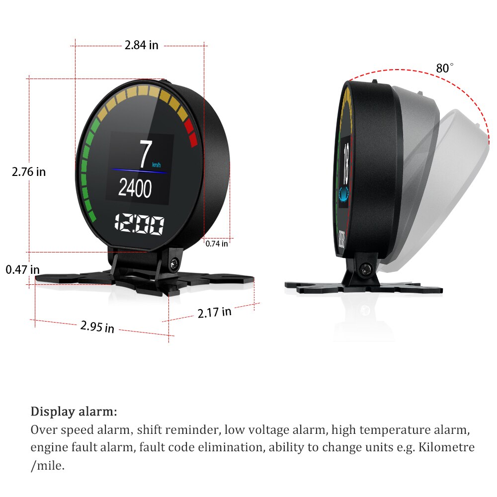 X60 OBD Meter OBD2 HUD Head Up Display Digital Auto Voltage Temperature Gauge Speed Meter Display Overspeed Warning