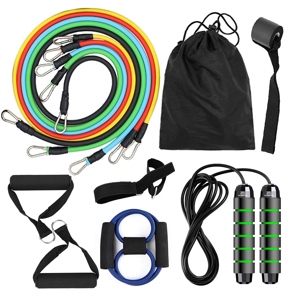 Tomshoo pull up assisterende bånd indstiller modstandssløjfebånd powerlifting træningsstrækbånd med døranker og håndtag: Sæt 4