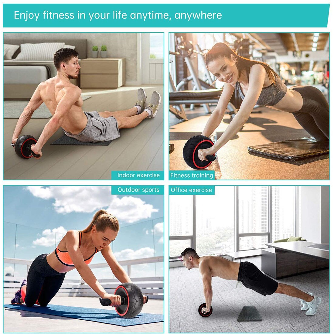 Home Gym Abdominal Exercise Workout Equipment Power Ab Wheel Roller Jump Rope For Bodybuilding Fitness Muscle Boxing Training
