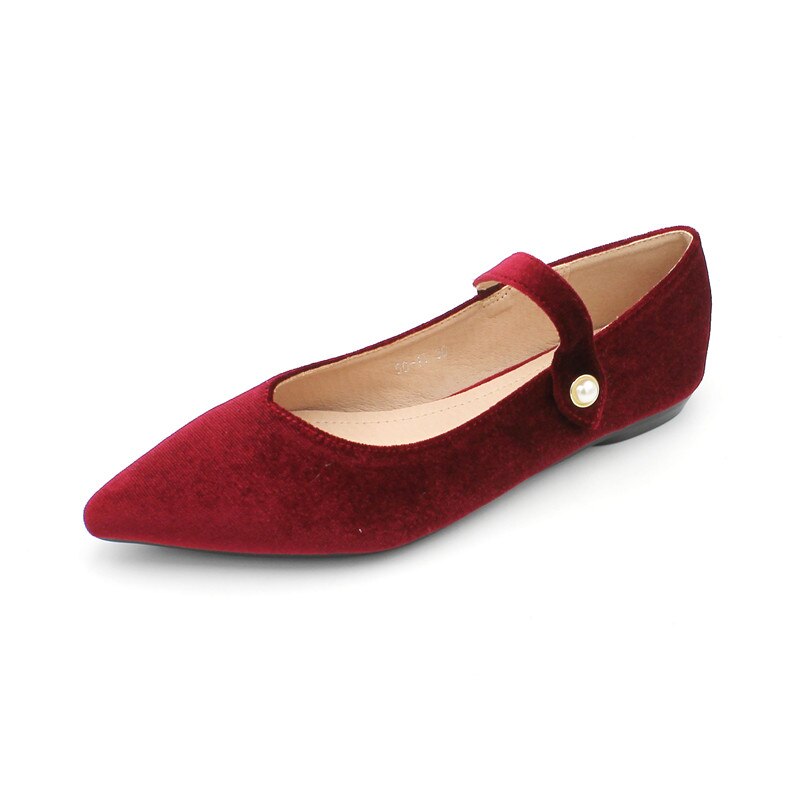 Bröllop spetsad tå flock balett lägenheter kvinnor mockasiner slip on brudtärna skor kvinnor solid grunt elastiskt band ballerina mujer